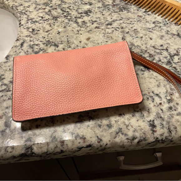 Dooney & Bourke Pink Leather Clutch with Gold Hardware